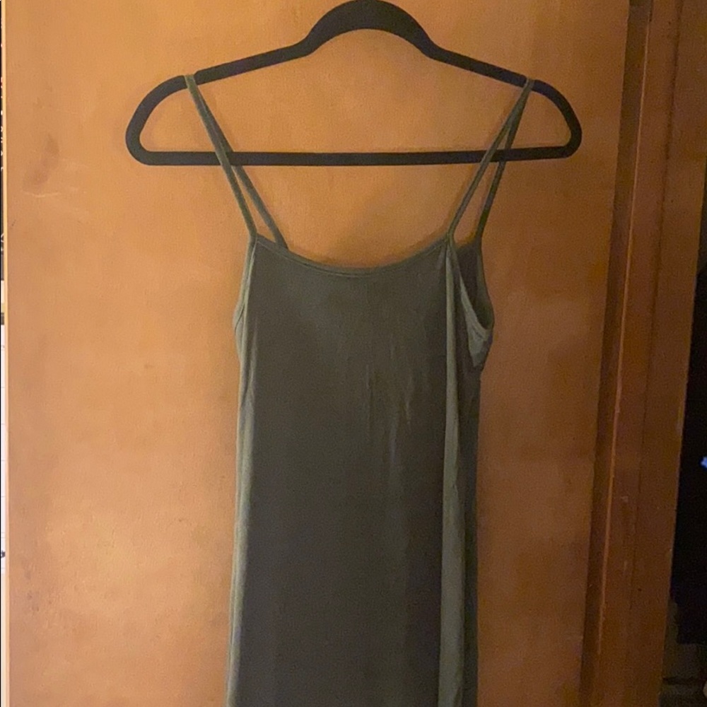 Suede olive green dress
